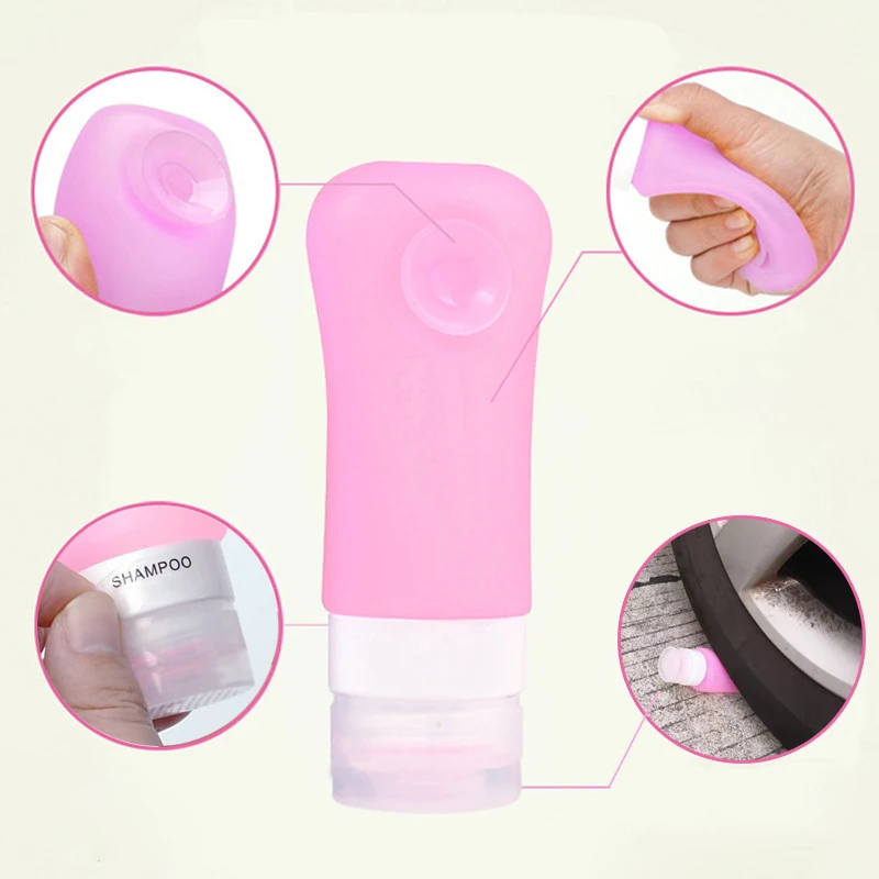 60ml Suction Cup Silicone Dispenser Bottle Portable Cosmetic Empty Refillable Bottle Shower Gel Shampoo Wash Storage Bottle