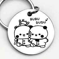 Bubu Dudu Love Bear Design Stainless Steel Keychain Perfect Gift for Couples Elegant and Cute Key Pendant Backpack Accessories