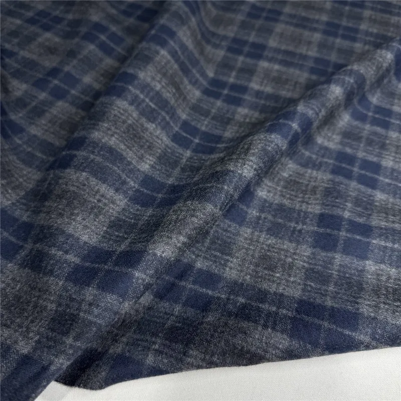 

Grey Blue Plaid 100% Wool Tweed Fabric for Handmade Diy Sewing Fashion Clothing Designer Fabrics Cloth By The Meter
