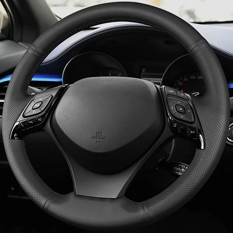 

Custom Genuine Leather Car Steering Wheel Cover For Toyota CHR Izoa 2016-2019 Auto steering wheel cover Car accessory
