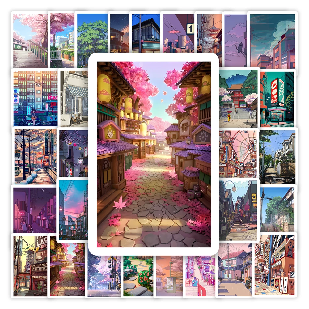 Street View Stickers Sunset DIY Kids Toys Gift  Waterproof Decal for Scrapbook Diary Laptop Phone Luggage Decorative