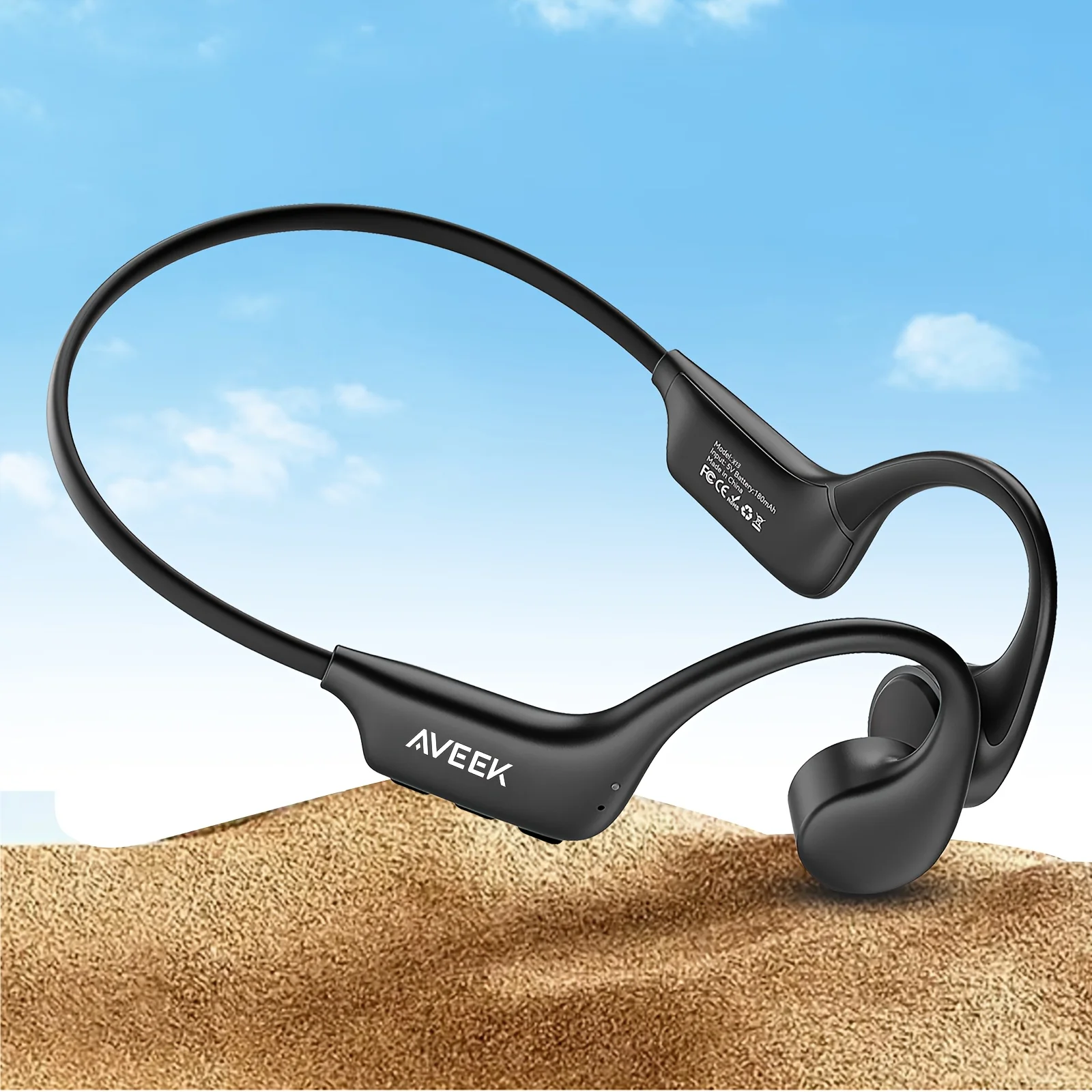 Open-ear sports headphones, wireless bone conduction headphones, 8-hour battery life, ideal for running, working out, cycling