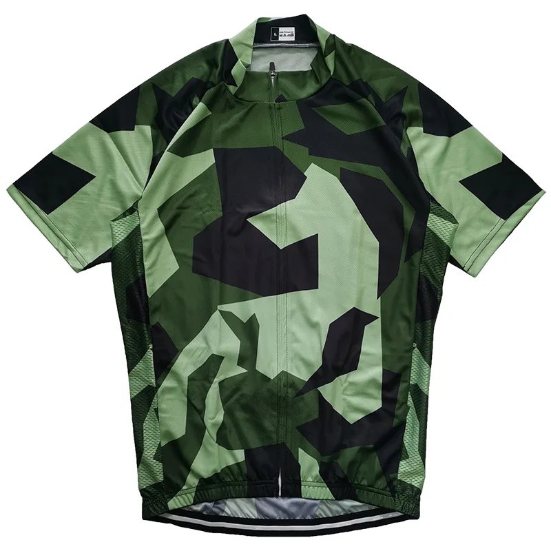 

Short Sleeve Camo Cycling Jersey Jacket, Green Bike Clothes, Road Sports, Quick-Dry, Motocross Mountain Top, Summer Tshirt