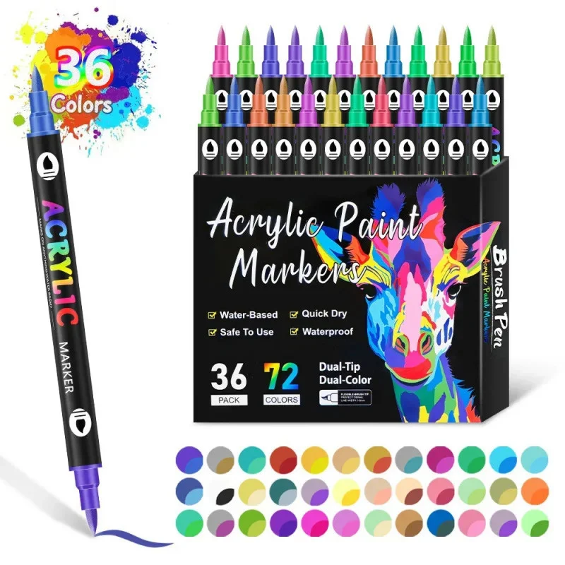 24-120 Colors Dual Tip Acrylic Paint Pens, 12-60 Pack Art Markers Set - Premium Drawing Tools for DIY Crafts, Art Making School