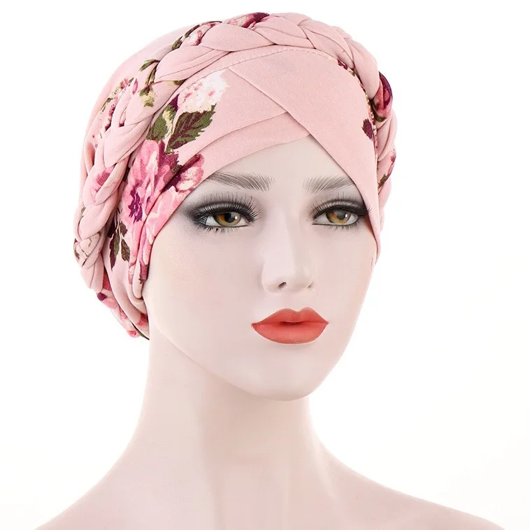 

Muslim Hijabs for Women Girl Ethnic Cap Soft Fabric Headscarf Suitable Beading Blue Hats Slight Strech Caps Sun Protection