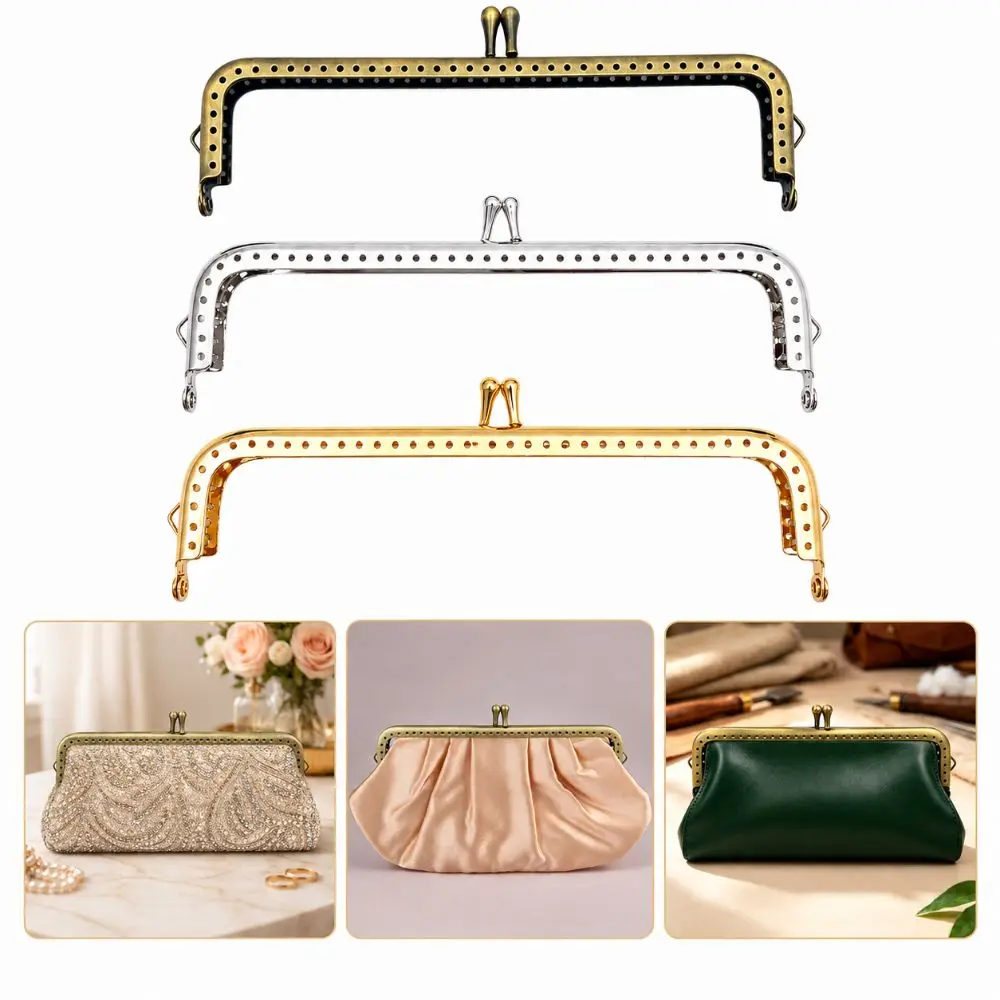 New Metal Alloy Frame Kiss Clasp Frame Sewing Hole Design Rectangle Purse Frame Bag Hardware Bag Sewing Project