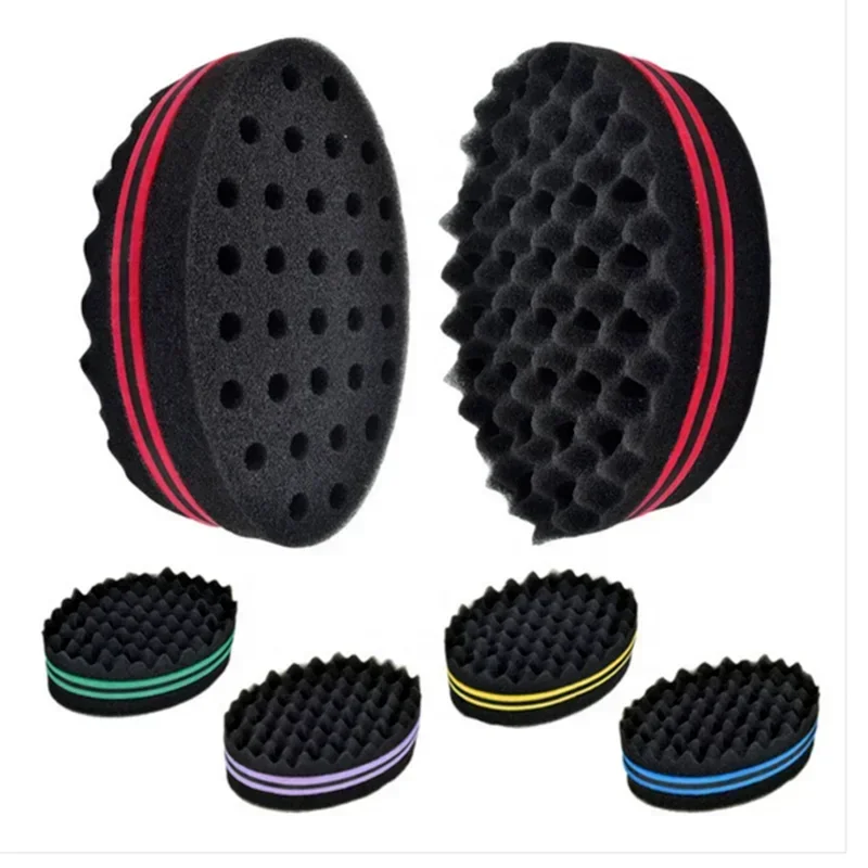 Brosse à cheveux torsadée magique nardouble face, éponge pour cheveux afro naturels, bobine ondulée, brosses d'éponge de redoute, tresses de cheveux