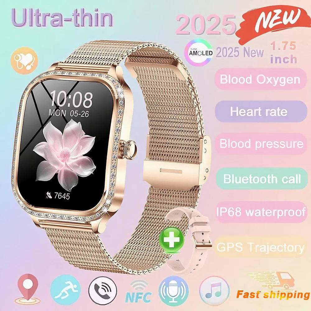 

DAORKOW 1.75' AMOLED Smartwatch Women Men Bluetooth Call IP68 Waterproof Weather Menu Heart Rate Step Fitness Sports Smart Watch