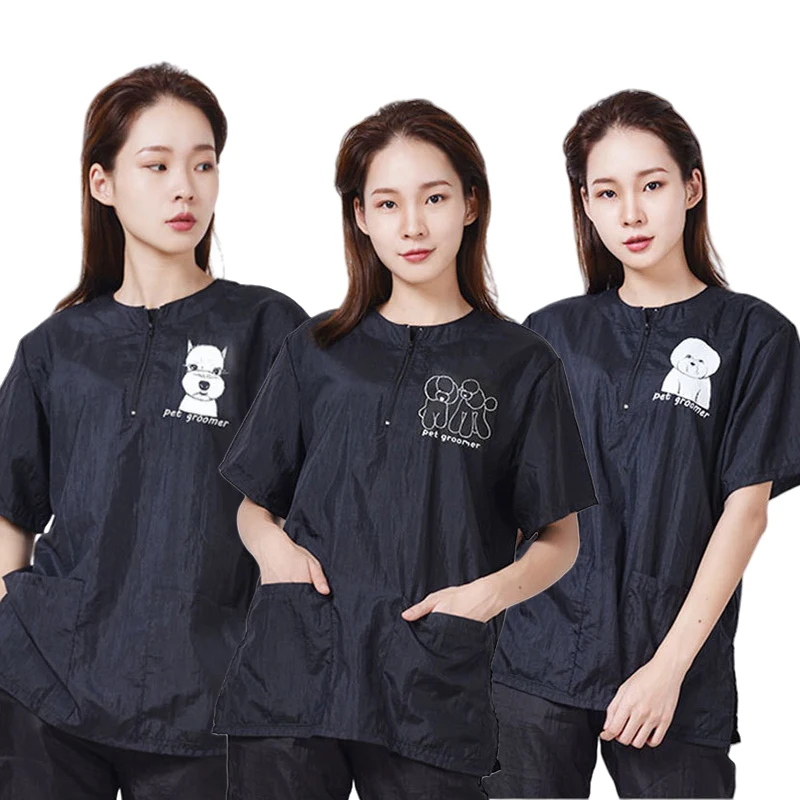 

S-3XL Pet Groomer Jacket Pet Shop Hospital Non Stick Hair Waterproof Work Clothes Cats Dogs Pet Salon Care Uniforms Unisex