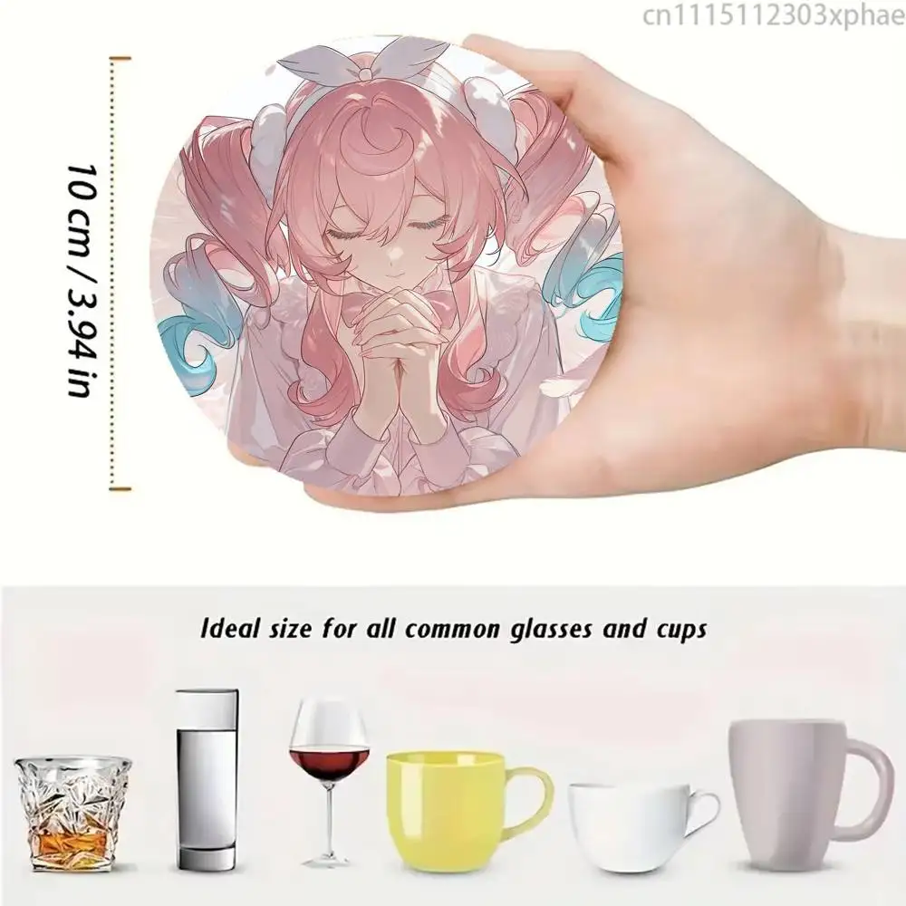 Honkai Star Rail Hyacine Wood Coaster Mug Tea Coffee Cup Pad Heat Resistant Placemats Tableware Decoration