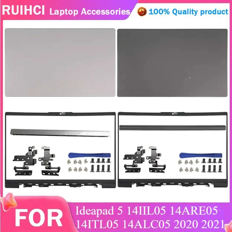 

New Laptop LCD Back Cover Front Bezel Hinges Rear Lid Top Case For Lenovo Ideapad 5 14IIL05 14ARE05 14ITL05 14ALC05 2020 2021