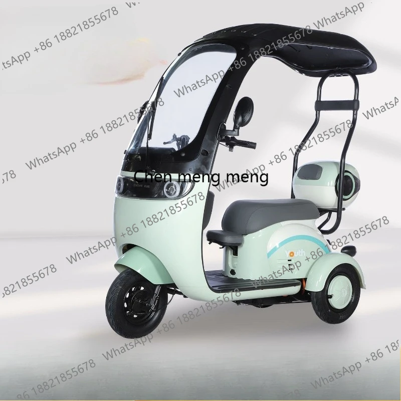 New electric tricycle household small with shed for the elderly scooter women pick up children battery car