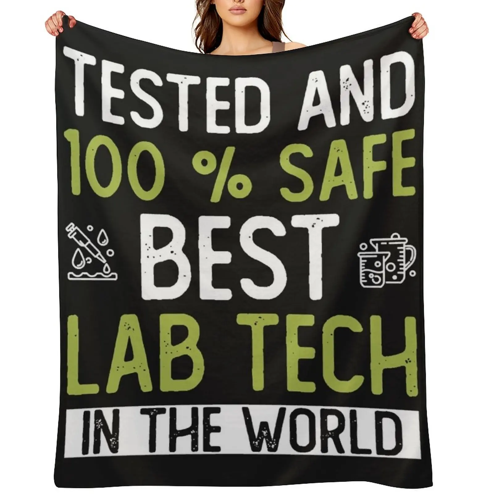 

Best Lab Tech In The World - Womens Lab Tech Long Sleeve Throw Blanket Flannel Fabric Thermal Comforter Furrys Blankets