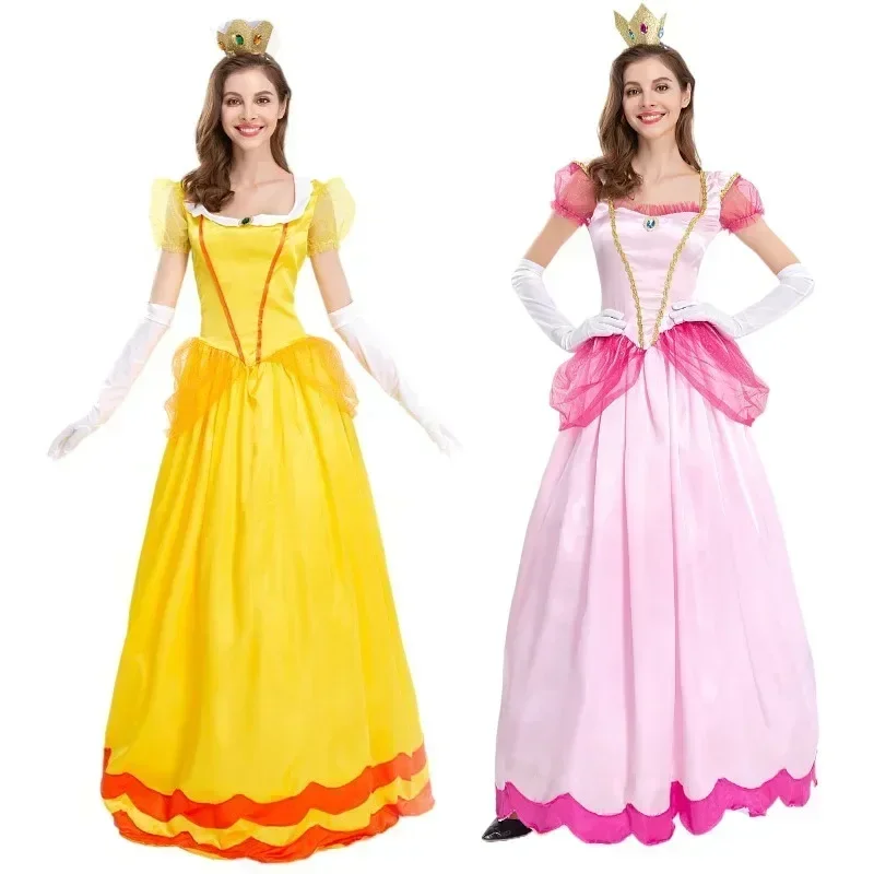 

Adult Peach Princess Dress Party Halloween Cosplay Costume Outfit Fancy Dress Mother Daugter Party Women Dress Up Carnival