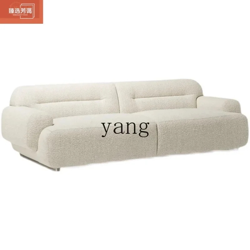 LMM White Cream Wind Lamb Fleece Fabric Sofa Brand New Living Room Double Sofa