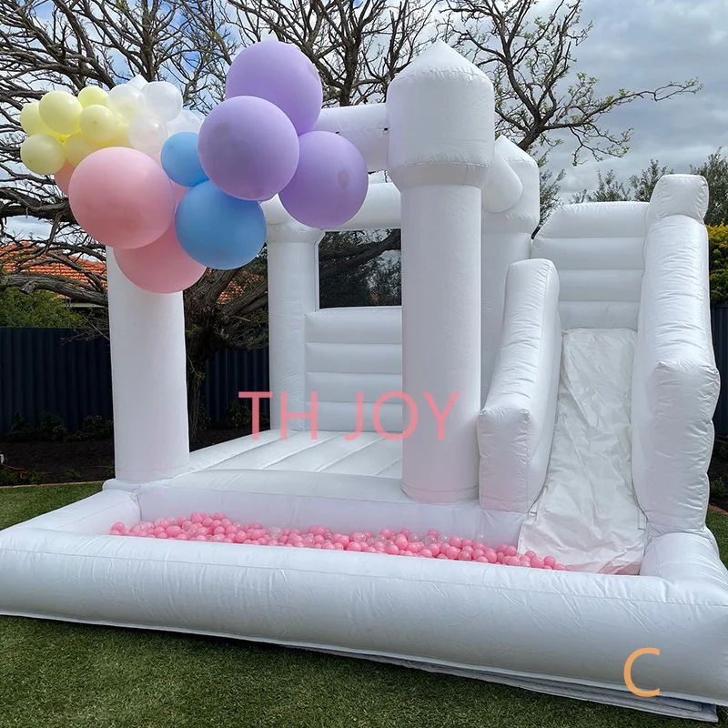 

12x12ft 3.5x3.5m inflatable white bounce house, ball pit and slide jumper castle for party