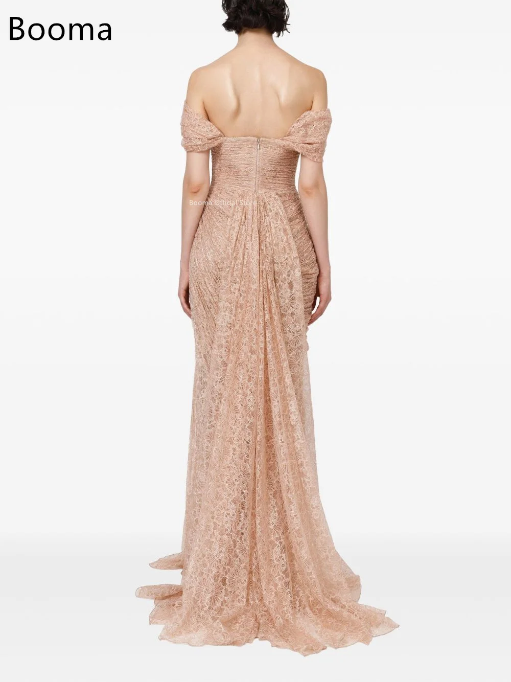 Booma a-line قبالة الكتف مطوي الدانتيل أنيقة المرأة حفلة موسيقية فساتين رسمية للنساء فستان سهرة فساتين بسيطة مخصصة 2025 #5