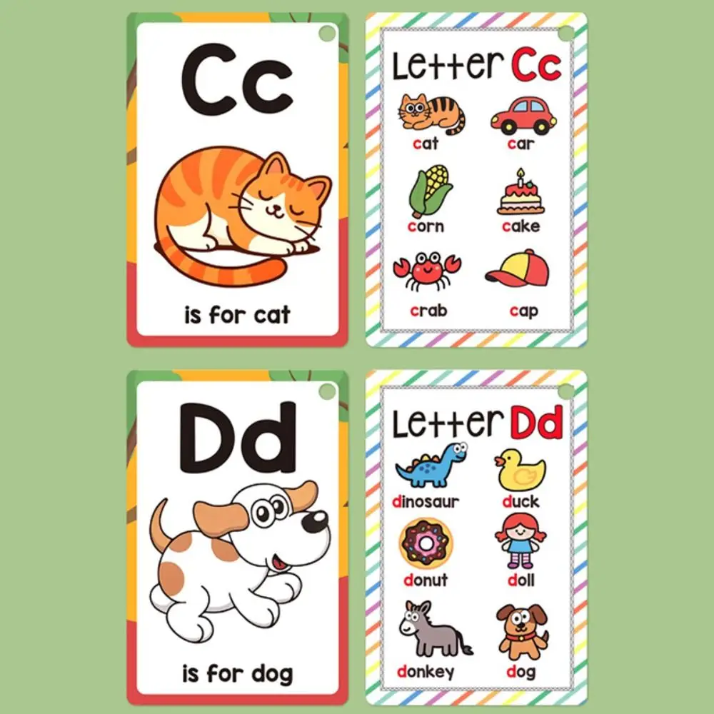 26 lettres cartes de l'alphabet anglais 156 mots cartes A-Z cartes flash Design coloré avec images cartes de mots phoniques