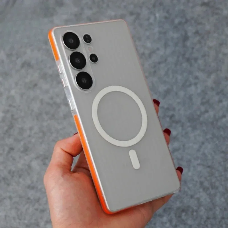 Translucent Corrugated Stripe Luggage PC Anti-drop Shell For Samsung S26 Ultra S25 S24 Plus Anti-slip Edge Shockproof Slim Cover