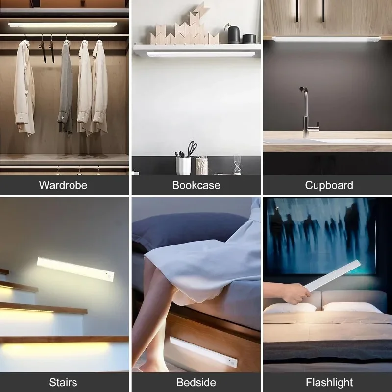 Wireless LED Night Light Motion Sensor USB Rechargeable Strip For Bedroom Kitchen Cabinet Lamp Remote Control Lighting