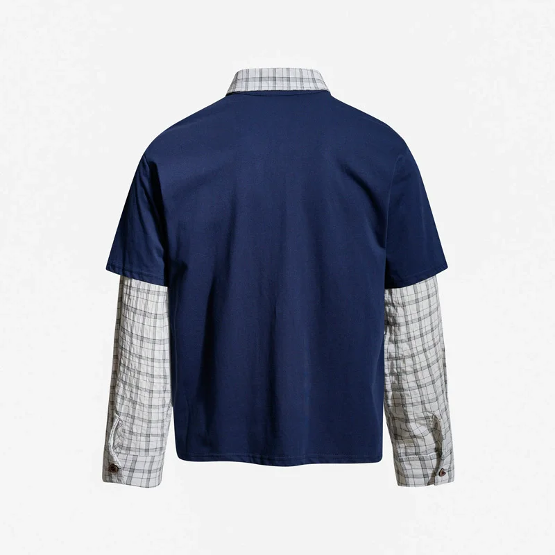 Vintage Streetwear Fake Two-Piece Polo Shirt Unisex 2026 Autumn Long Sleeve Letter Printed Tops Pullover