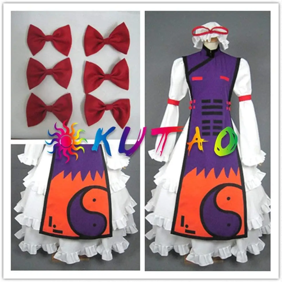 Anime Yakumo Yukari Cosplay Costume Wig Shoes Purple Dress Princess Skirt Woman Sexy Kawaii Halloween Carnival Party Dress Up view 5
