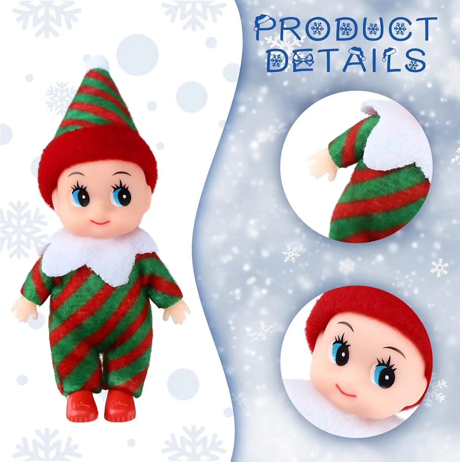 1/6 Pcs Tiny Elf Doll Twins Set, 6 Christmas Elves , Mini Dolls Colorful Plush Cute Elf Dolls for New Year Holiday Decoration