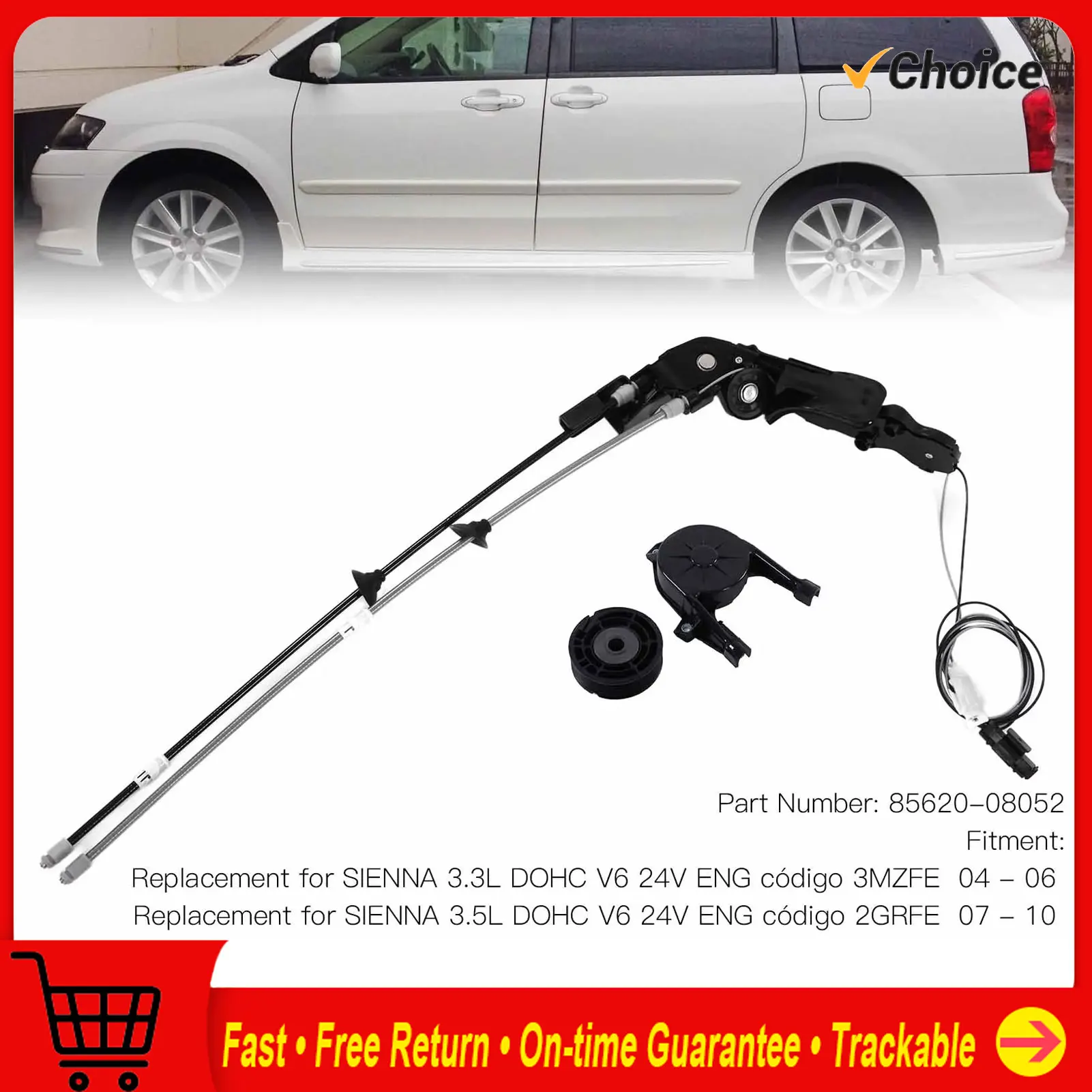 

85620‑08052 Power Sliding Door Cable Kit 85620‑08052 Door Spool Control Cable Car Accessories Replacement for Sienna 04‑10