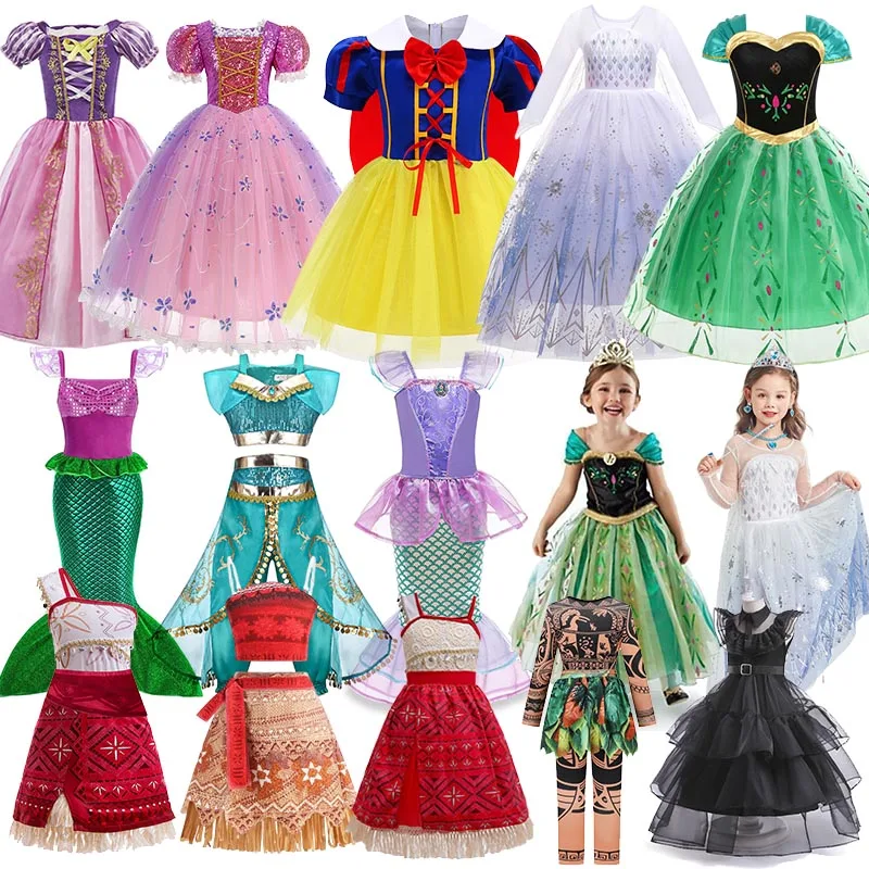 

Girls Elsa Anna Dress Children Princess Halloween Carnival Dress Kids Jasmine Rapunzel Pageant Flower Disguise Cosplay Costume