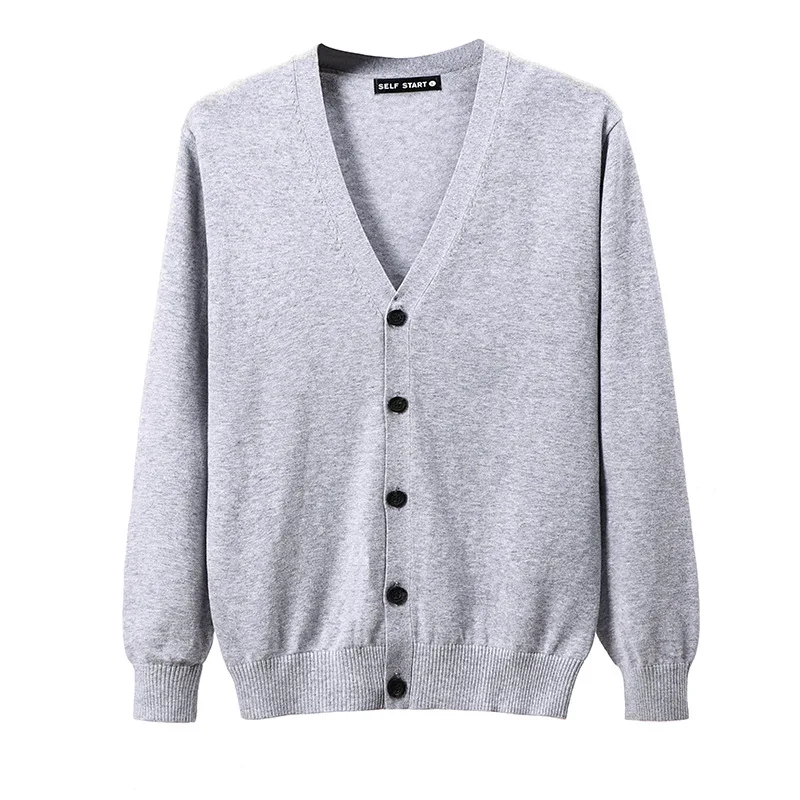 Men\'s sweater knitted cardigan slim fit long sleeved Korean version V-neck casual jacket