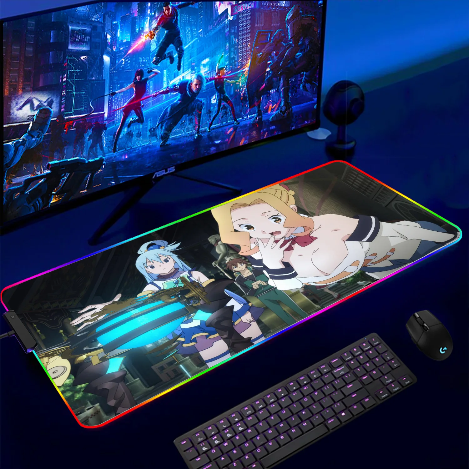 

RGB Computer Mouse Pad May God bless this beautiful world animation Desk Mat Fast accessory Non-slip soft Mousepad Large