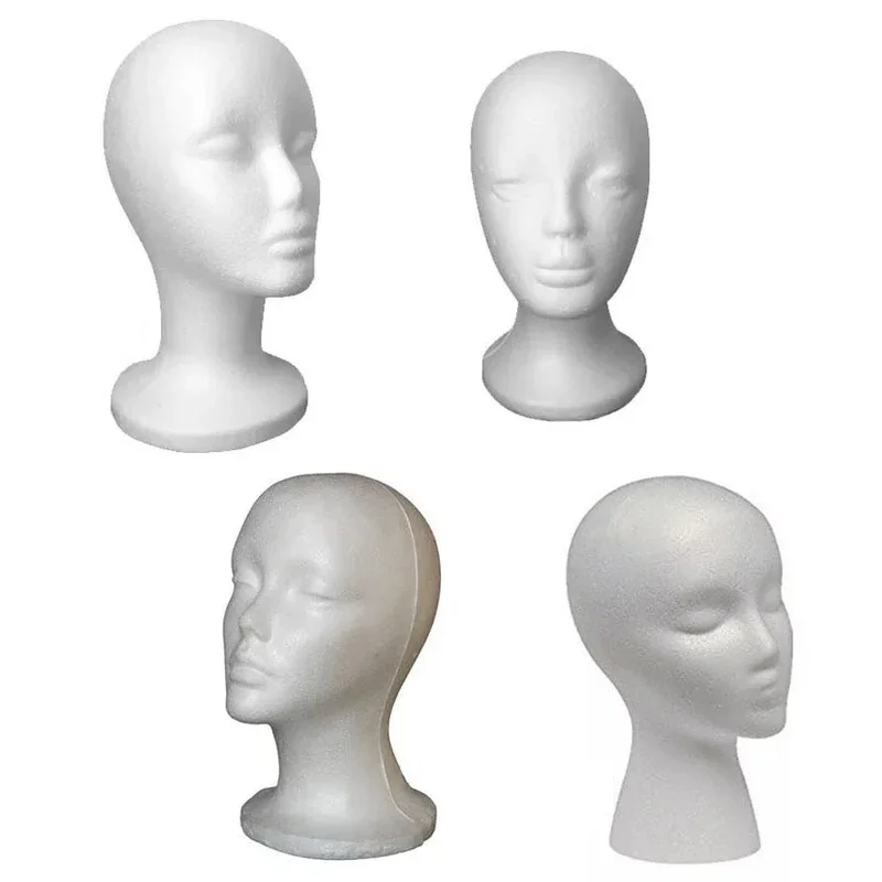 1pcs Female Styrofoam Foam Mannequin Manikin Head Model Hat Glasses Wig Display Male White Foam Mannequin Head Holder Stand Rack