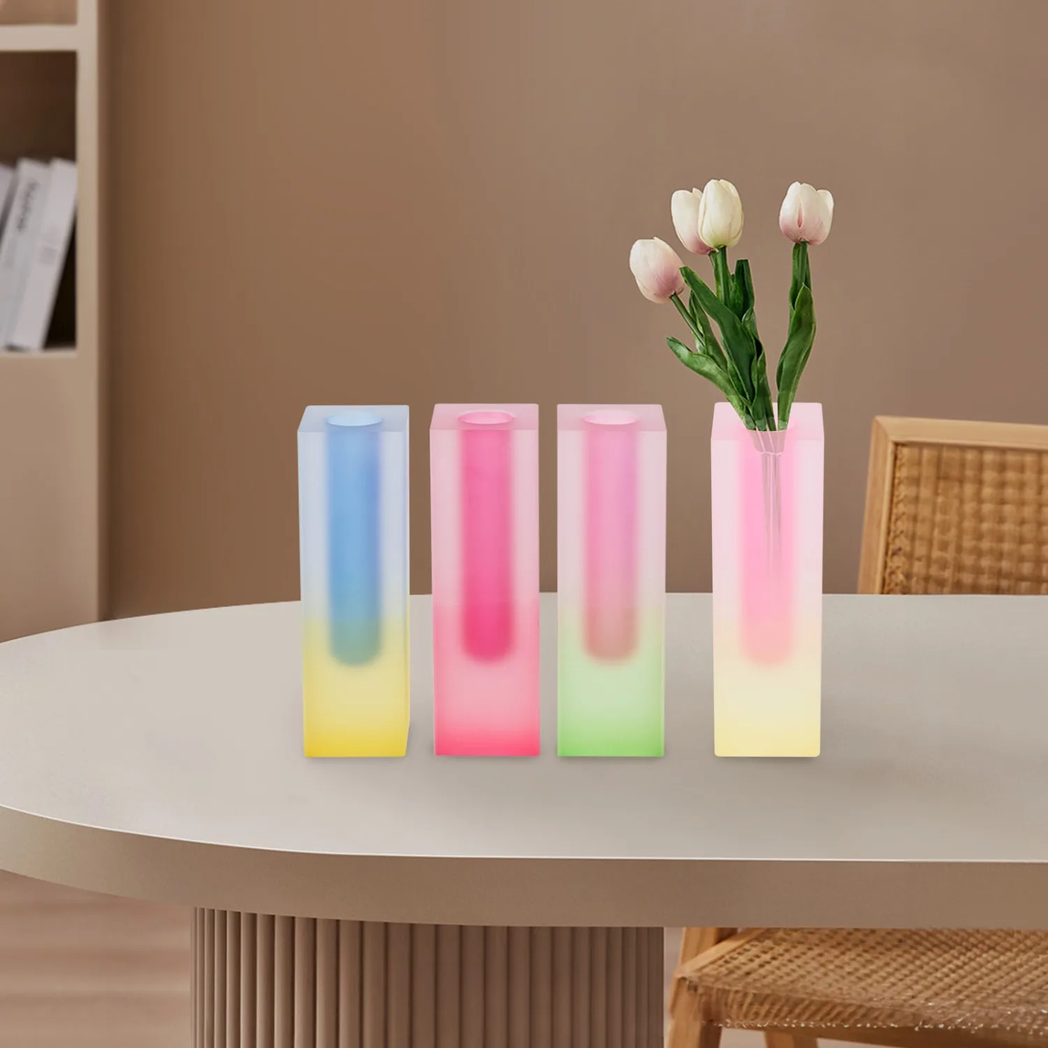 4pcs Flower Vase Decorative Small Vases, Modern Minimalist Decorative Vase for Flowers Decor Wedding Dining Table Centerpieces