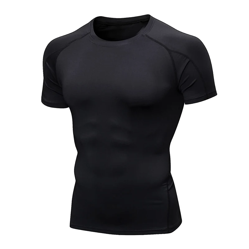 

Men's Compression Shirts Short Sleeve Workout Gym Running T-Shirt Black Cool Dry Athletic Undershirts Base Sports Tops for Men