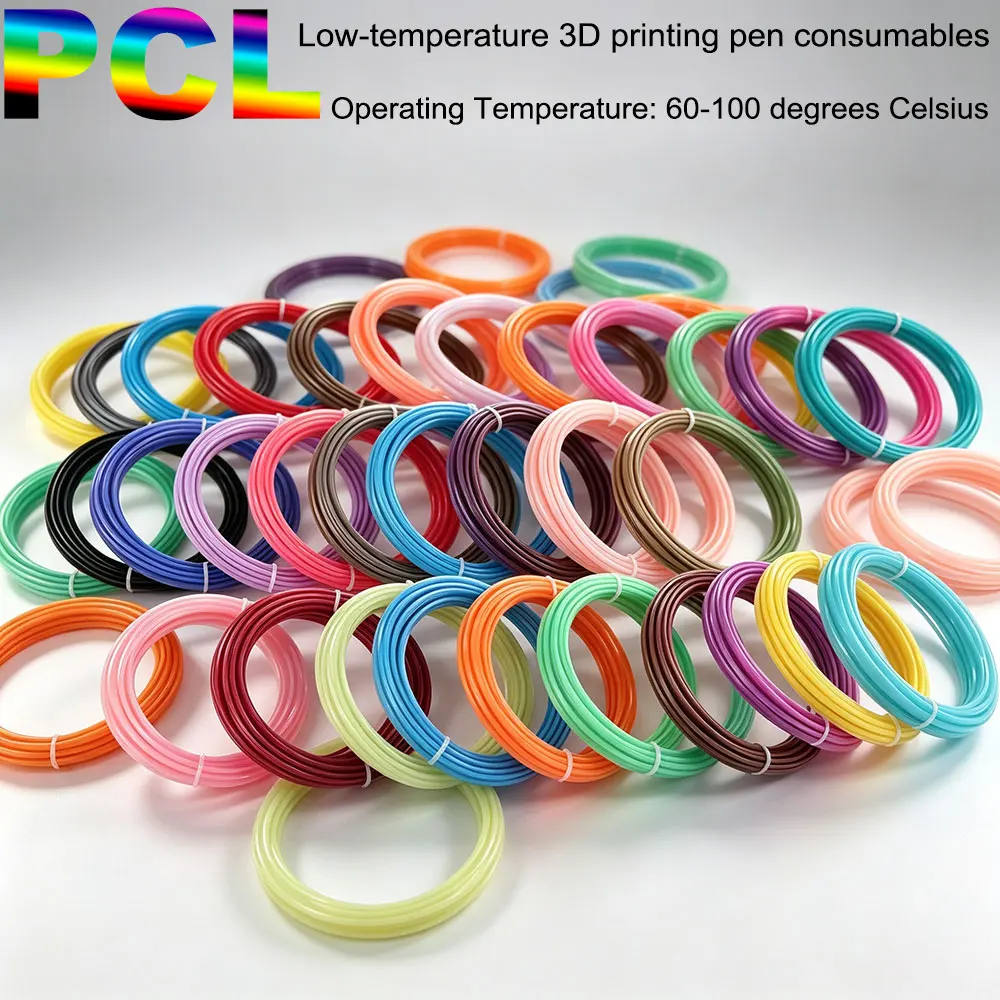 NEW PCL Color Low-Temperature 3D Pen Filament 1.75MM, Suitable for Children's 3D Pens, Brightly Colored, Odorless and Smoke-free