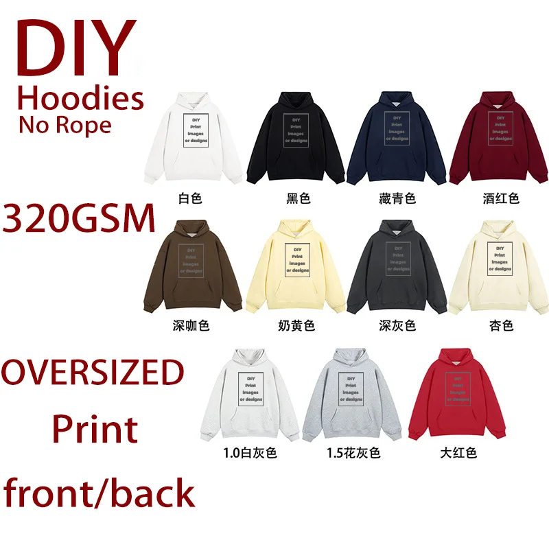 DIY Custom Image Hoodies Cordless Pocket Hoodie Print on Demand Couple Tops Multi-color Personalized Clothing Oversized Hoody