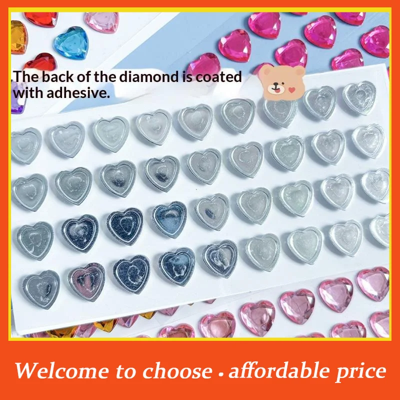 {}3D Heart Diamond Sticker Crystal Diy Handmade Material Desktop Decoration Phone Case Camera Kawaii Stickers Cup Laptop Decor