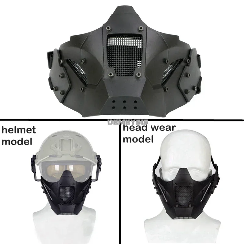 Máscara de tiro Airsoft, malla de acero transpirable, máscara protectora para juego de guerra de caza, máscaras tácticas de media cara para casco