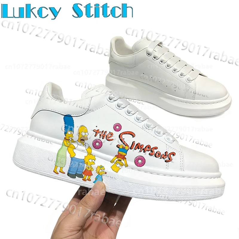 

Кроссовки Simpson Youth Student Campus для занятий спортом, белые, водонепроницаемые, из кожи, с интересным узором, для мальчиков и девочек, размеры 36-44