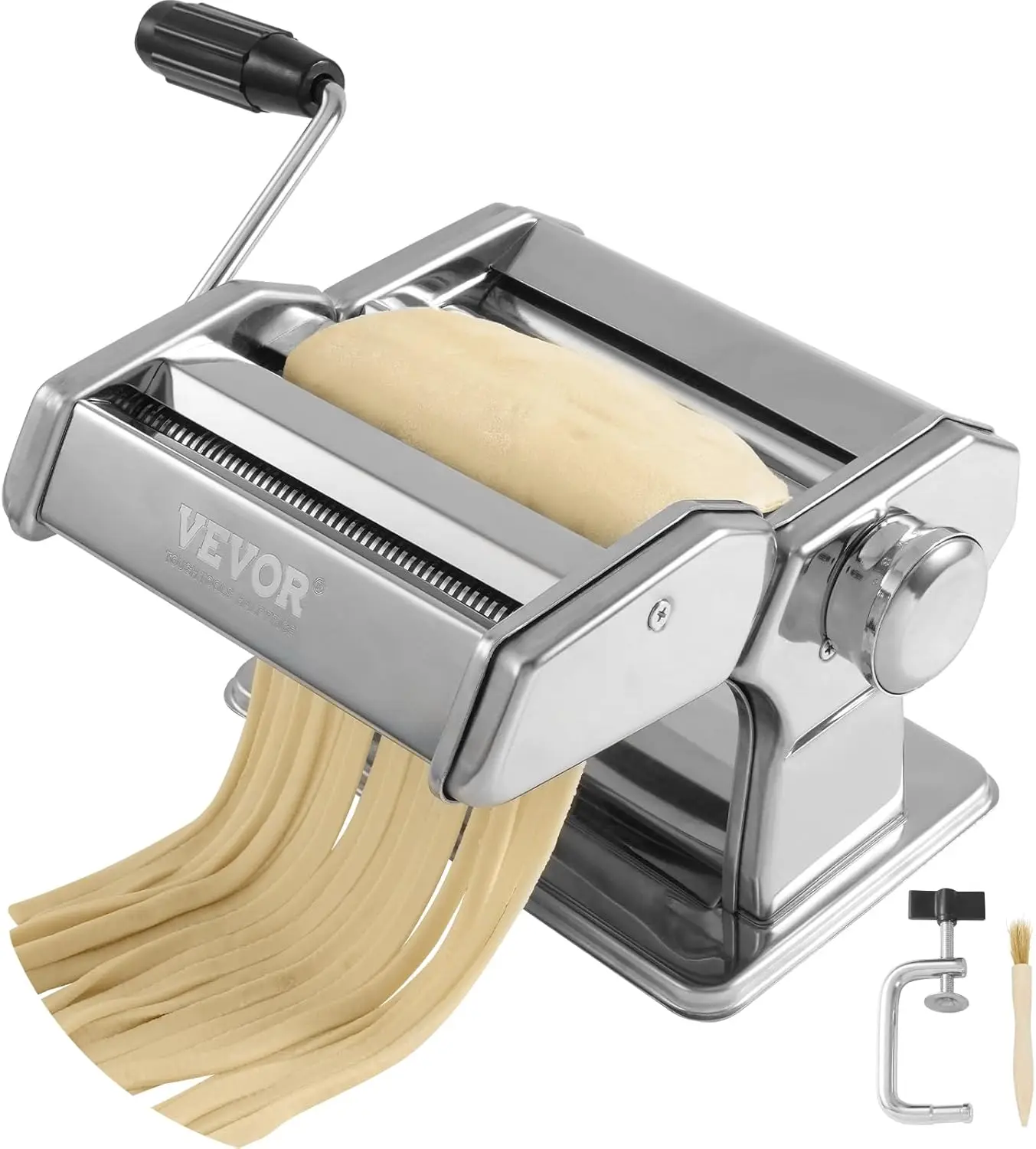 Pasta Maker Machine, 9 Adjustable Thickness Settings Noodles Maker, Stainless Steel Noodle Rollers and Cutter, Manual Hand Press