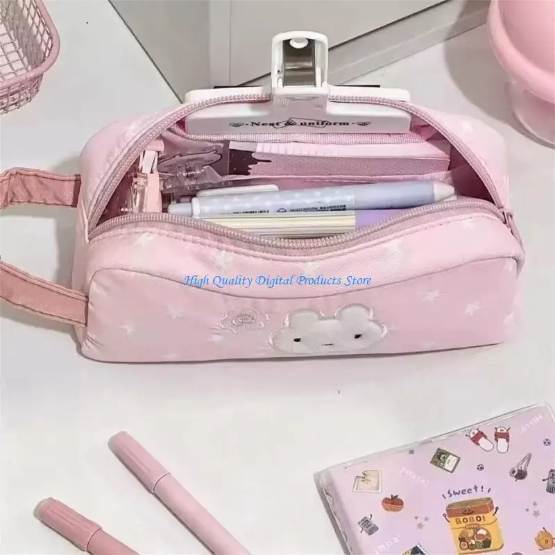 U2JE Cartoon Pencil Bag with Portable Handle High Capacity Pencil Case for Student