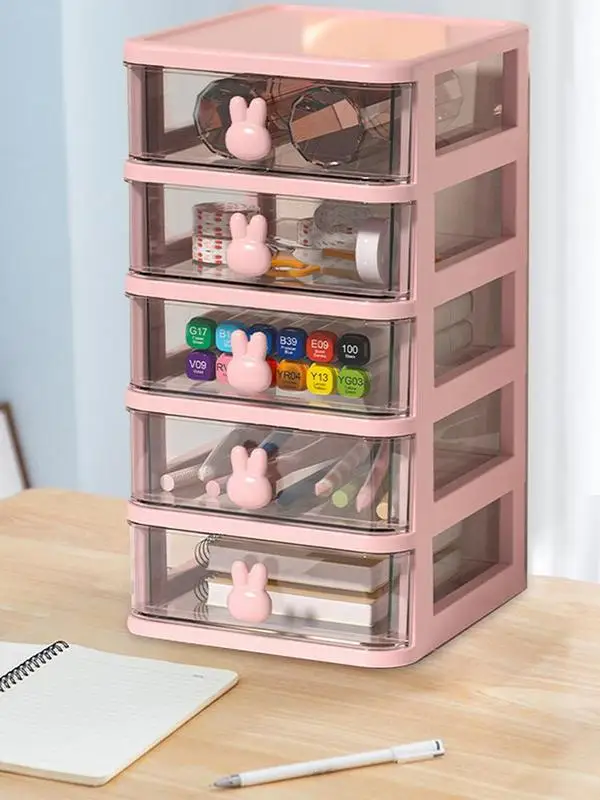 Table Storage Drawers 4-Tier Desk and Office Supply Table Organizer with Drawers Makeup Organizer 4 Tier Clear Cosmetic