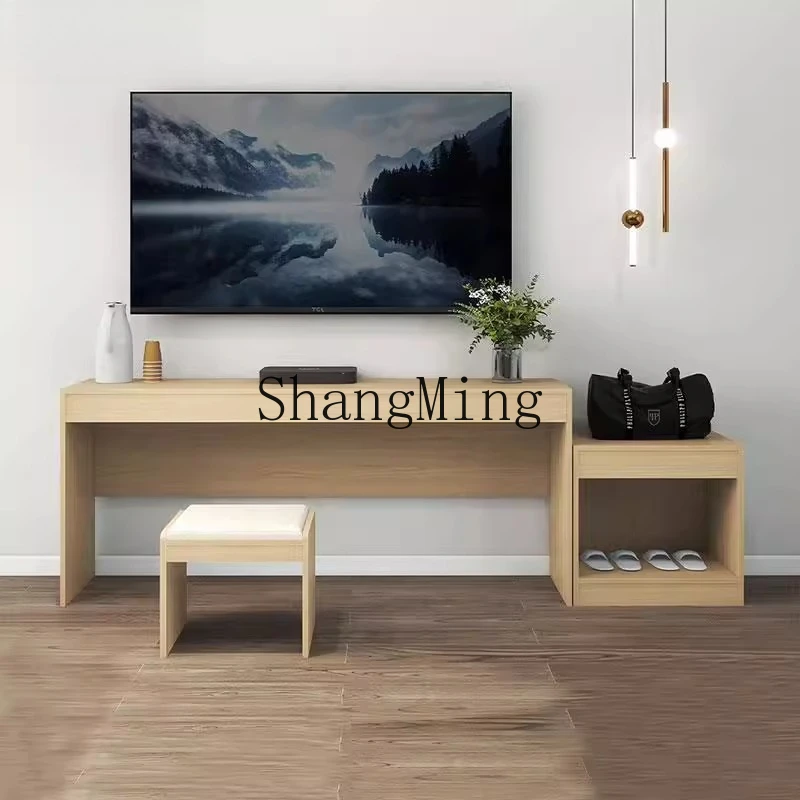 

SM new simple style hotel furniture full set double room bed hotel TV cabinet