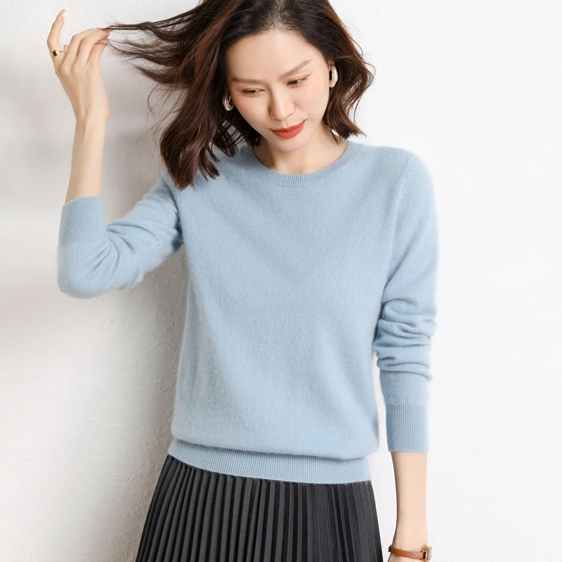 2023 Autumn And Winter Clothing For Lady 100% Goat Cashmere Women Sweaters O-neck Soft Knitwears