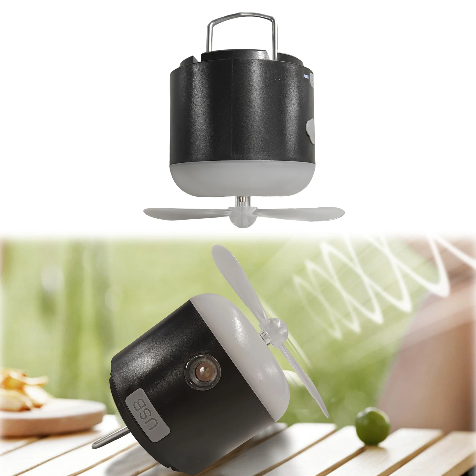 3 In1 USB Rechargeable Camping Fan with LED Lights 1200mAh Battery Waterproof for Tents Canopies Beach RV Car Camper & Outdoors