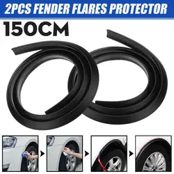2PCS 150Cm Car Splash Guard Fender Flare Extension Wheel Eyebrow Moulding Trim Wheel Arch Strip Extenders Scratch-proof