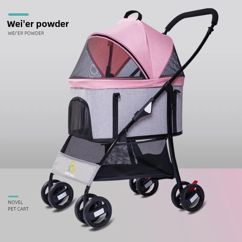 

STLFPet Stroller 15KG Capacity Folding Lightweight Portable Four-wheel Eco-friendly Cart Small Medium Dogs Elderly Care Breathab