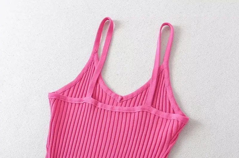Withered Ins Blogger Sexy Solid Tank Dress Lady Fashion Colorful Knitted Slim Summer Dress Women