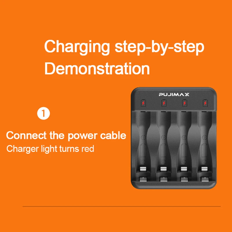 Carregador de bateria recarregável Ni-Zn com indicador LED, Smart 4 slot, cabo de carregamento rápido