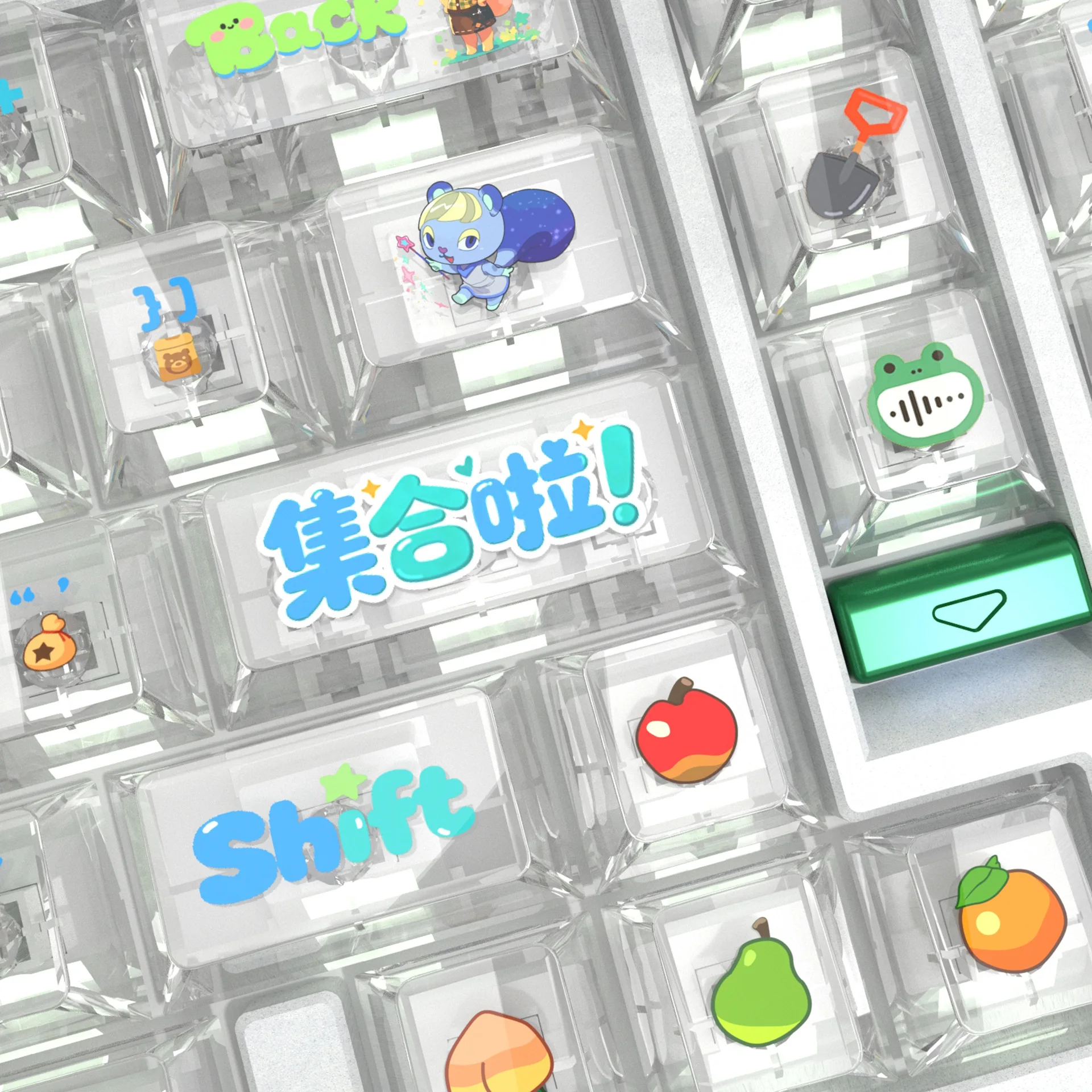 Animal Crossing PC Transparent Original Small Full Set Keyboard Keycaps Adapted ROG Night Demon Meijia Lion wooting